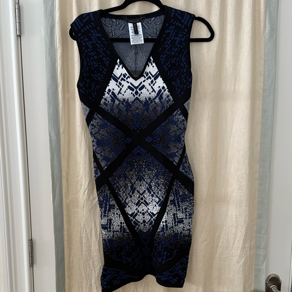 BCBG sold out Elegant Blue and Black Sleeveless Dress